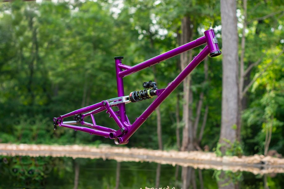 violet steel full suspension chromoly trail mountain bike frame 16