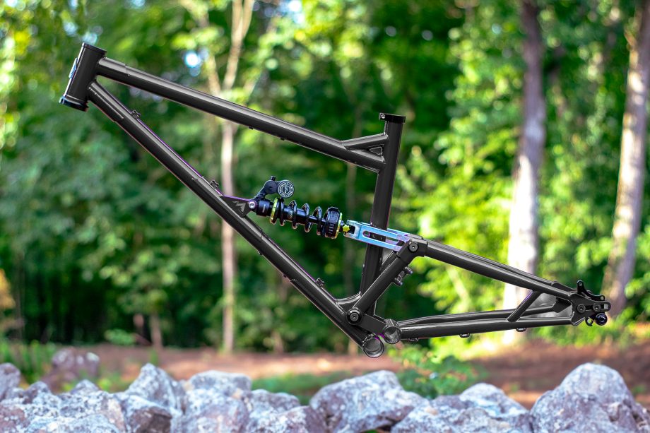 chromoly steel full suspension trail mountain bike frame black