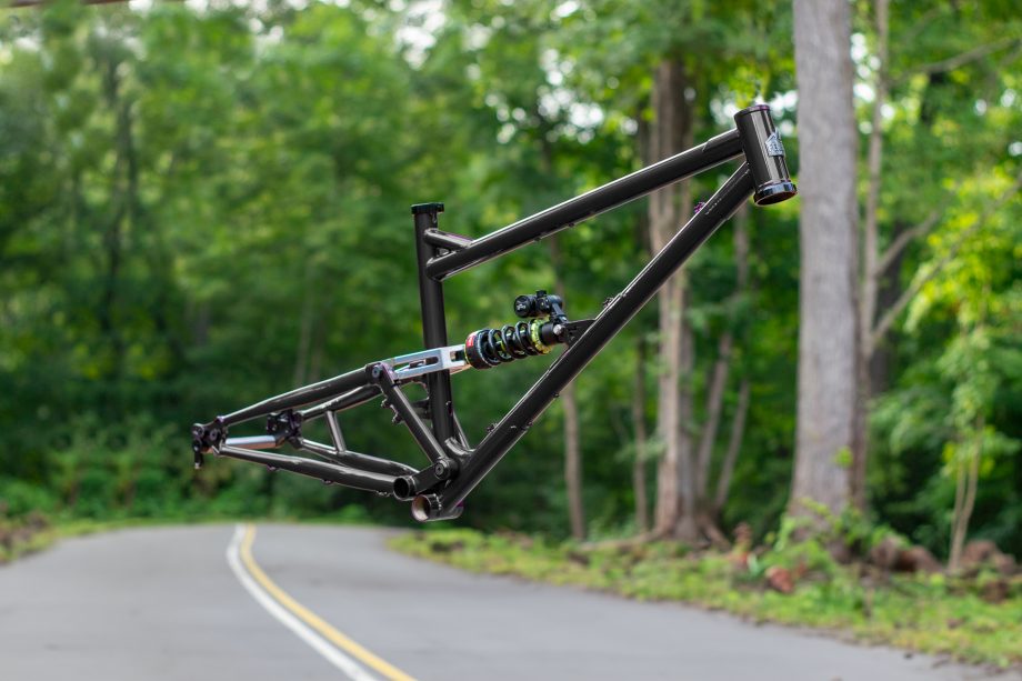 black steel full suspension chromoly trail mountain bike frame 2